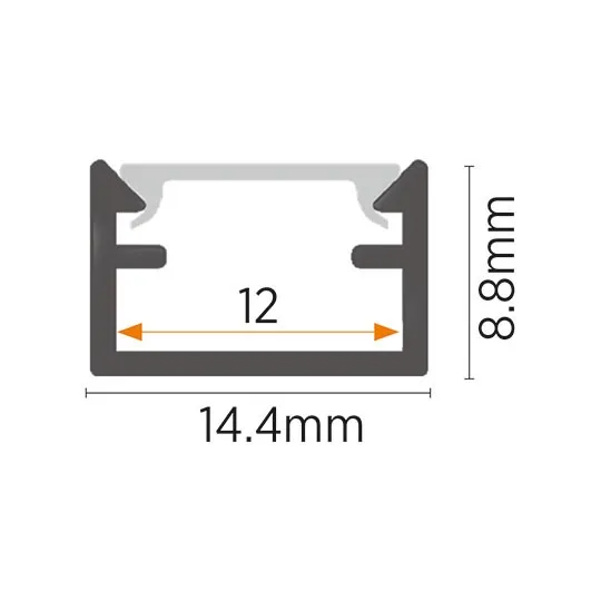 Aluminijumski profil za LED trake nadgradni set sa difuzorom 8.8x14.4x2000mm M506