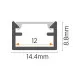 Aluminijumski profil za LED trake nadgradni set sa difuzorom 8.8x14.4x2000mm M506