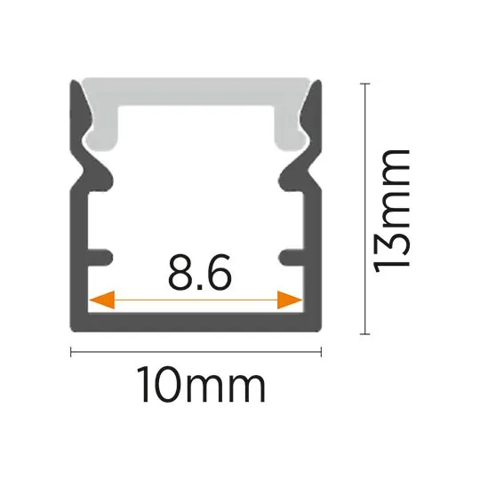 Aluminijumski profil za LED trake nadgradni set sa difuzorom 10x13x2000mm MA624