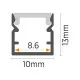 Aluminijumski profil za LED trake nadgradni set sa difuzorom 10x13x2000mm MA624