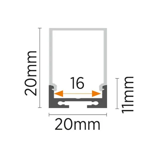 Aluminijumski profil za LED trake nadgradni set sa difuzorom 20x20x2000mm M623 MA623