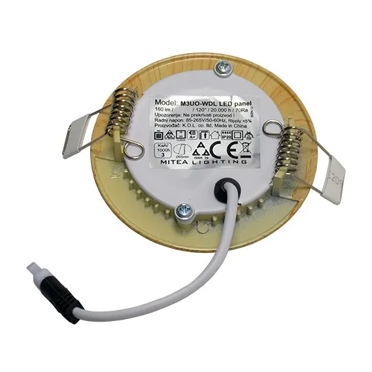 Ugradni okrugli LED panel boja drveta 3W 6500K M3UO-WDL