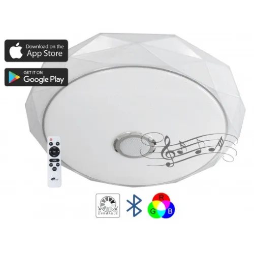 LED plafonjera bela 2x36W 180~260V WRGB fi500mm SMD DIJAMANT sa zvučnikom 5W, bluetooth, Android/iOS APP iLink (muzička plafonjera) smart M205502-BT
