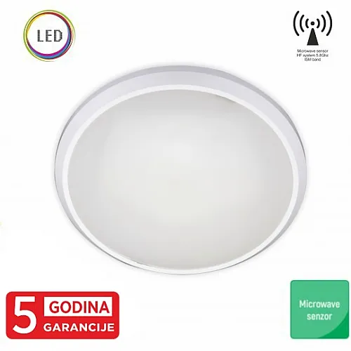LED plafonjera bela 12W 6000K IP20 IK10 fi250x56mm okrugla sa microwave senzorom pokreta ISM band 5Y M271-C