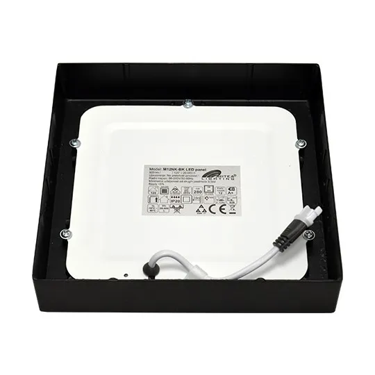 Nadgradni kvadratni led panel crni 12W 6500K M12NK-BK