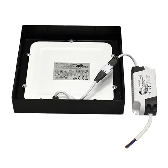 Nadgradni kvadratni led panel crni 12W 6500K M12NK-BK
