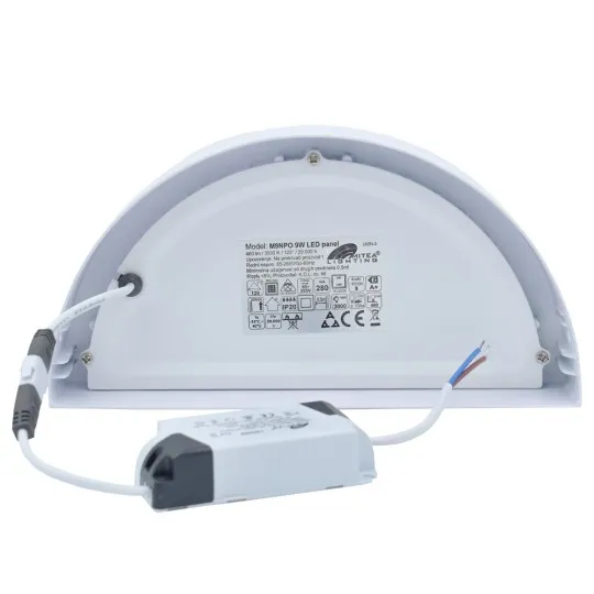 LED panel beli 9W 3000K nadgradni polu-okrugli zidni M9NPO