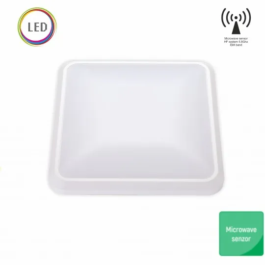 LED plafonjera bela 12W 6000K IP20 IK10 250x250x58mm kvadratna sa microwave senzorom pokreta ISM band 5Y M271-B