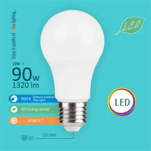 LED sijalica E27 15W A60 6500K LED ECO 220-240V