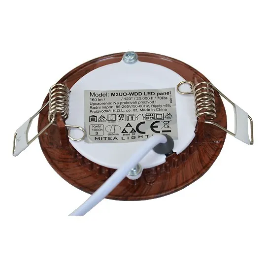 Ugradni okrugli LED panel boja drveta 3W 6500K M3UO-WDD