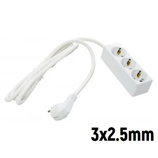 Priključnica Prenosna trostruka (produžni kabl) 3x2.5mm 2m Tehnoelektro