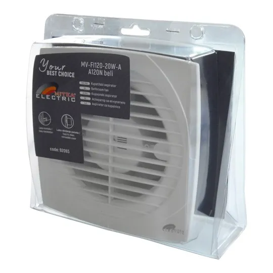 Ventilator beli A120N fi120mm kupatilski aspirator - sa žabicama, blister 230V MV-FI120-20WMitea Electric