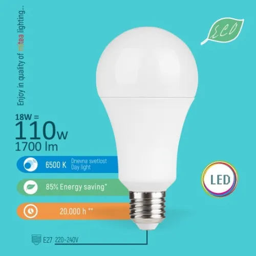 LED sijalica E27 18W A70 6500K LED ECO 220-240V