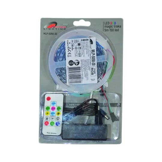 SMD LED traka 7.2W/1m 12V magic RGB IP20 5m kotur 30 LED/1m sa kontrolerom 17 tastera blister MLP-5050-30