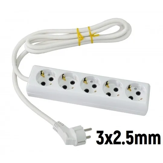 Priključnica Prenosna petostruka (produžni kabl) 3x2.5mm 2m Tehnoelektro