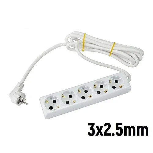 Priključnica Prenosna petostruka (produžni kabl) 3x2.5mm 3m Tehnoelektro