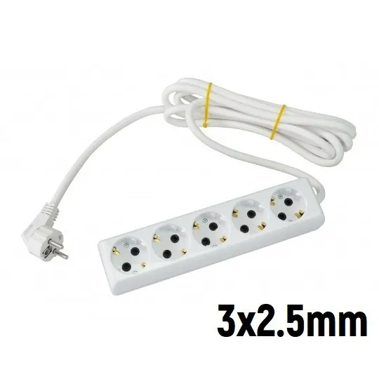 Priključnica Prenosna petostruka (produžni kabl) 3x2.5mm 3m Tehnoelektro