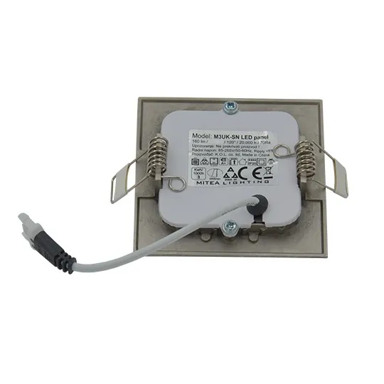 Ugradni kvadratni LED panel saten nikl 3W 6500K M3UK-SN
