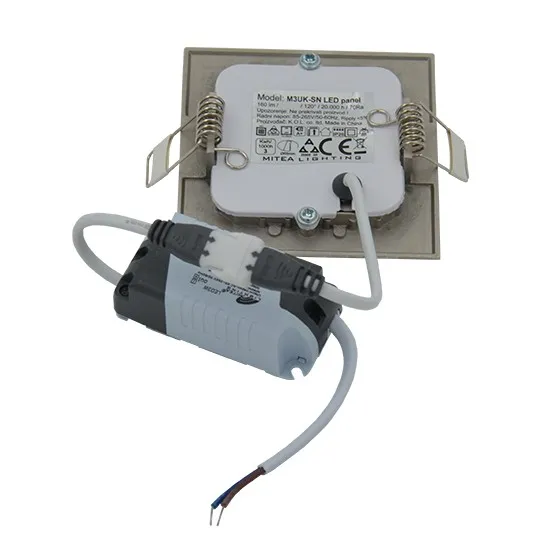 Ugradni kvadratni LED panel saten nikl 3W 6500K M3UK-SN