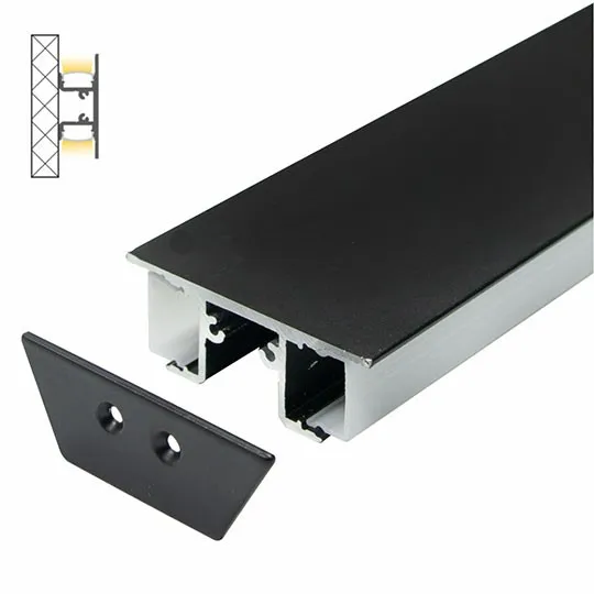 Aluminijumski profil za LED trake crni Dupli set sa difuzorom 18x48.3x2000mm MA-01