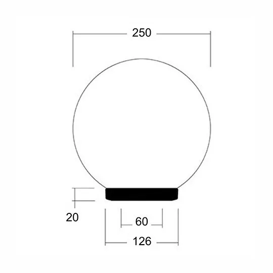 Kugla lampa dim FI250mm UVA/PMMA IP44 max.1x20W LED E27 GLOBO