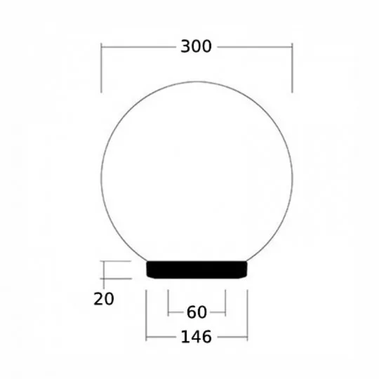 Kugla lampa opal FI300mm UVA/PMMA IP44 max.1x20W LED E27 GLOBO