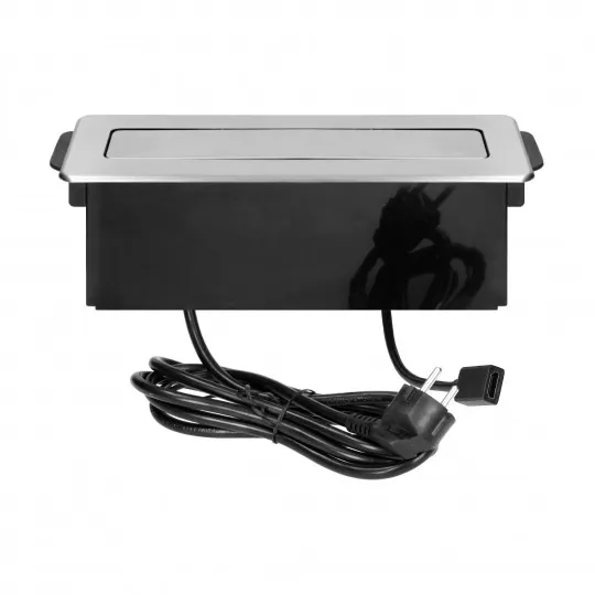 Pop-up kućište srebrno sa dve priključnice 2xUSB-A+ HDMI za nameštaj sa 2m kabla OR-GM-9016(GS)/B-G