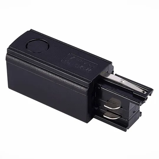 Desni napojni konektor za trostopeni šinski reflektor crni PVC M-4TRACK-N(R)-B