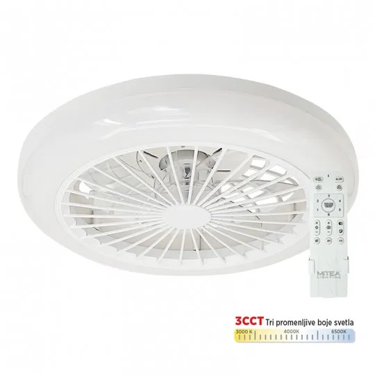 Plafonski ventilator beli sa LED svetlom 18W CCT sa daljinskim upravljačem MV5022-W