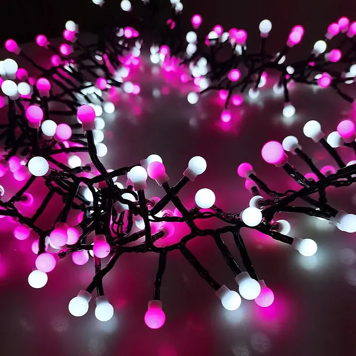 Lampice za jelku sa 100 roze i belih LED dioda 10m ML-C2021