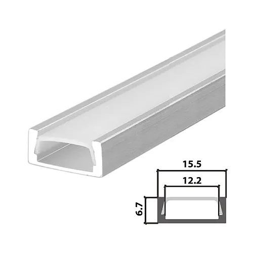 Set aluminijumski profil za LED trake 2m 15.5x6.7 LPR-610/2-SET