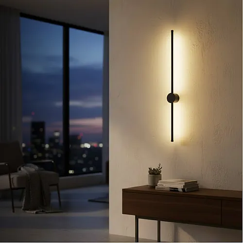 Crna zidna LED lampa 12W 3000K IP20