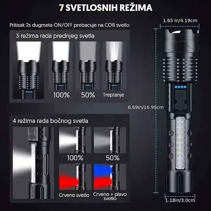 Ručna LED lampa, WHITE LASER LED 800mAh PL4005