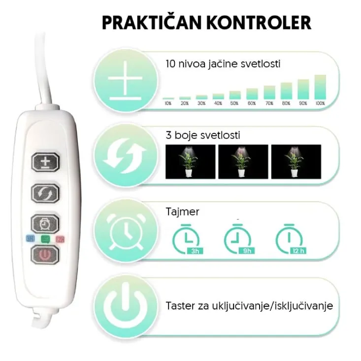 Jednostruka lampa za biljke 8W sa postoljem LB-TL-01/RBY