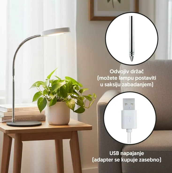 Jednostruka lampa za biljke 8W sa postoljem LB-TL-01/RBY