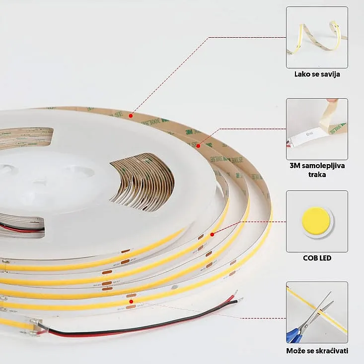 COB LED traka 3000K 320 LED/m IP20 LTRCOB/320WW-12E