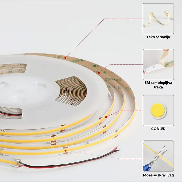 COB LED traka 3000K 320 LED/m IP20 LTRCOB/320WW-12E