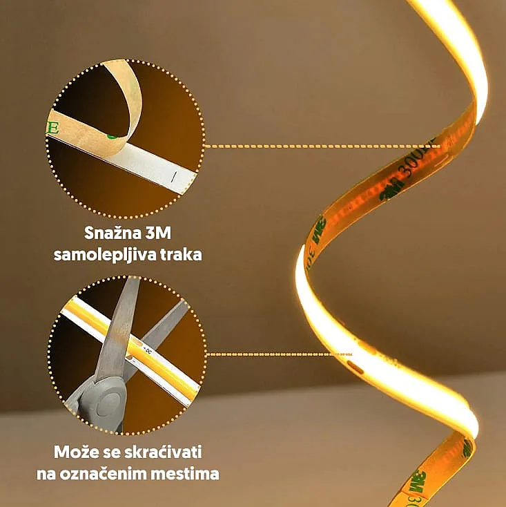 CCT COB LED traka 608 LED/m IP20 LTRCOB/608CCT-12E