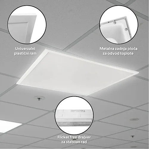 LED panel 48W, 100lm/W, 6500K, 595x595