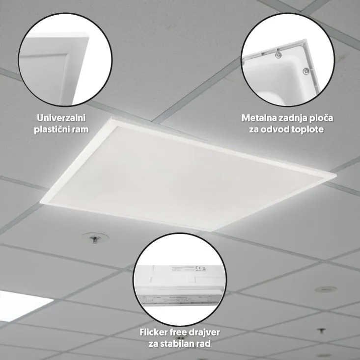 LED panel 48W, 100lm/W, 6500K, 595x595