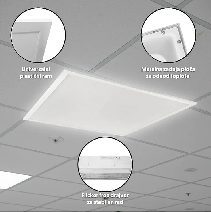 LED panel 48W, 100lm/W, 6500K, 595x595
