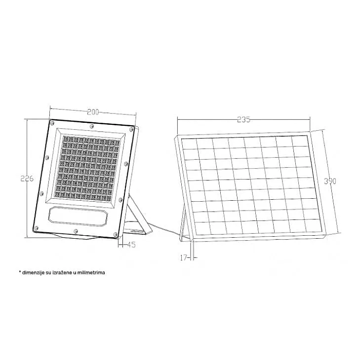 Solarni LED reflektor sa senzorom 120W 5000K IP66