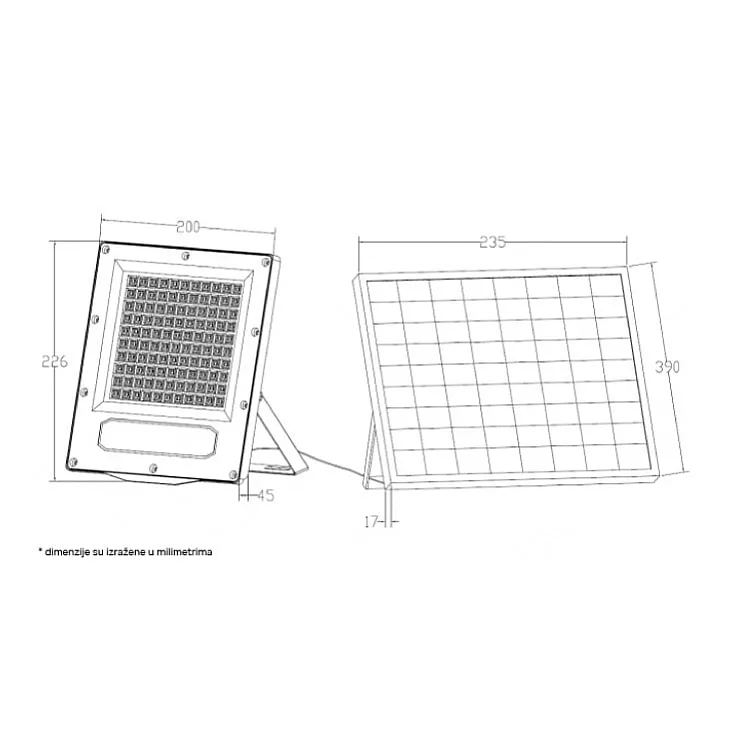 Solarni LED reflektor sa senzorom 120W 5000K IP66