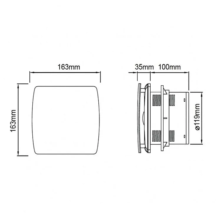 Izduvni ventilator 163x163mm 16W