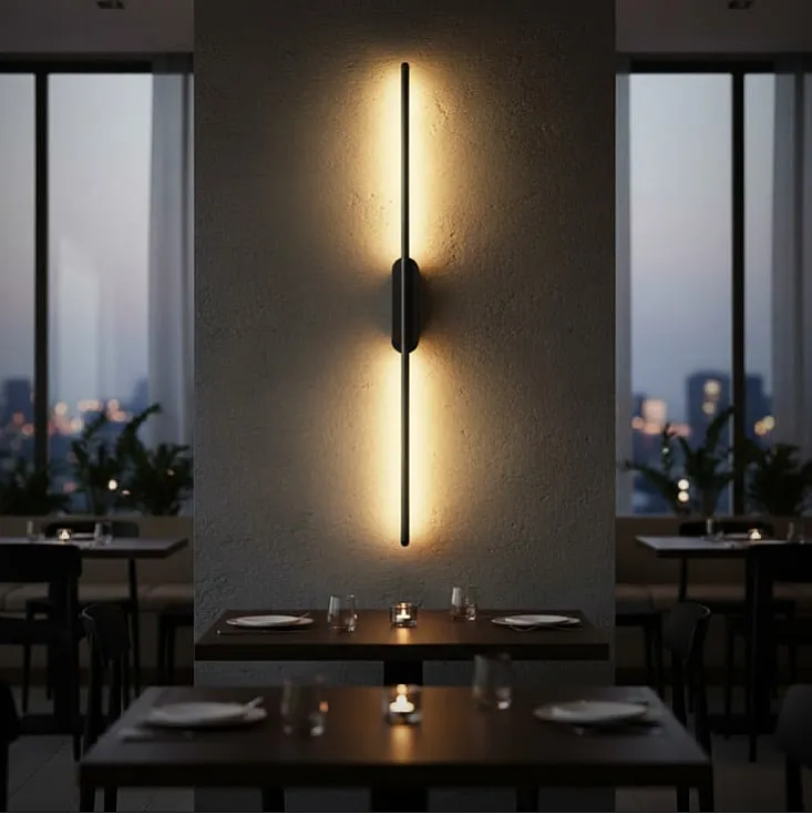 Crna zidna LED lampa 12W 3000K IP20 1m