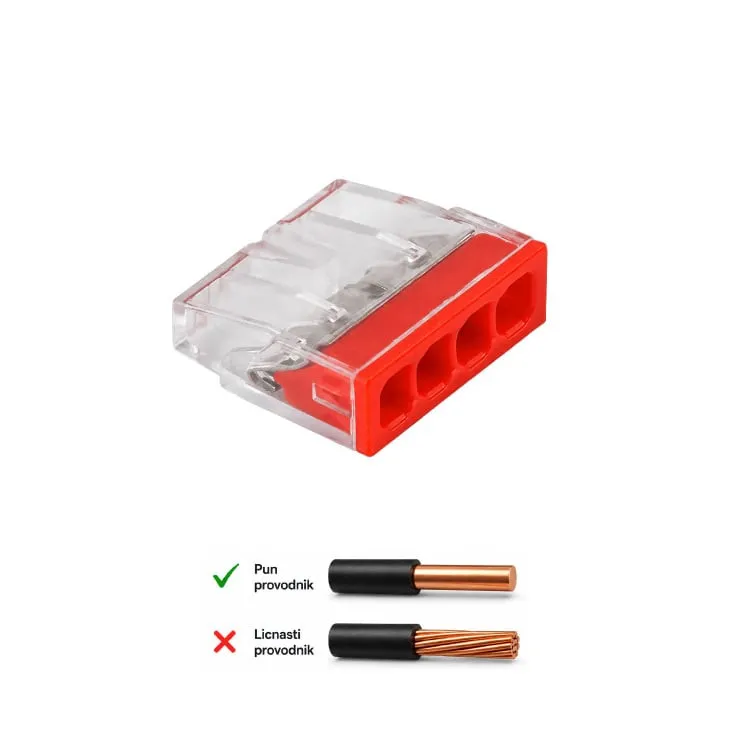 Ubodna klemna 4P, 450V/24A, 0.5-2.5mm2 CMK-204