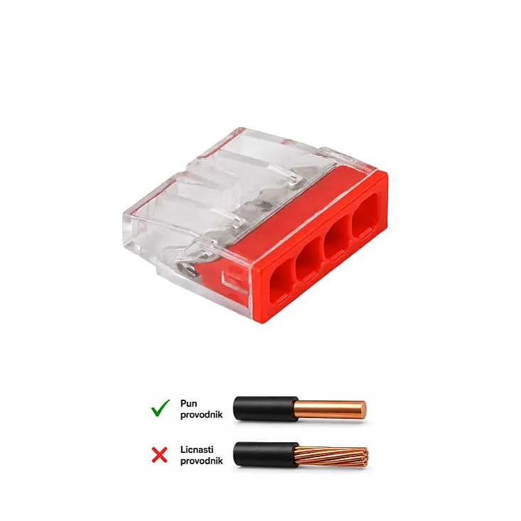 Ubodna klemna 4P, 450V/24A, 0.5-2.5mm2 CMK-204