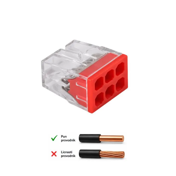 Ubodna klemna 6P, 450V/24A, 0.5-2.5mm2 CMK-206