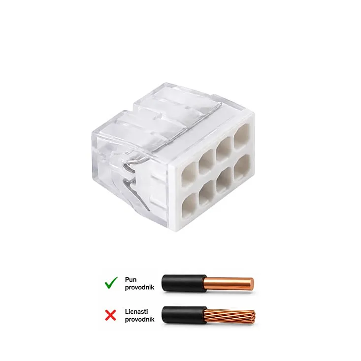 Ubodna klemna 8P, 450V/24A, 0.5-2.5mm2 CMK-208