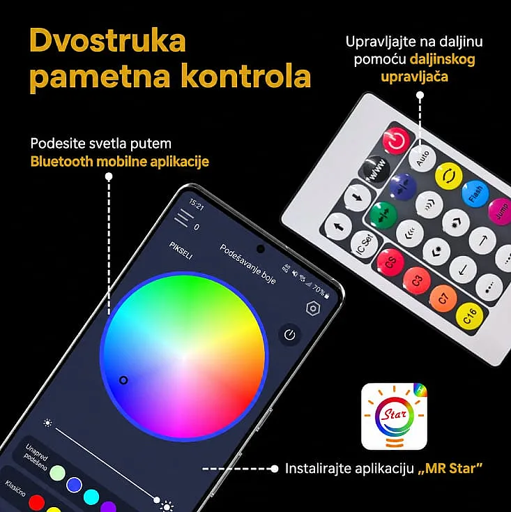 LED svetleći niz 9m, 20 RGB kugli 13501-11451